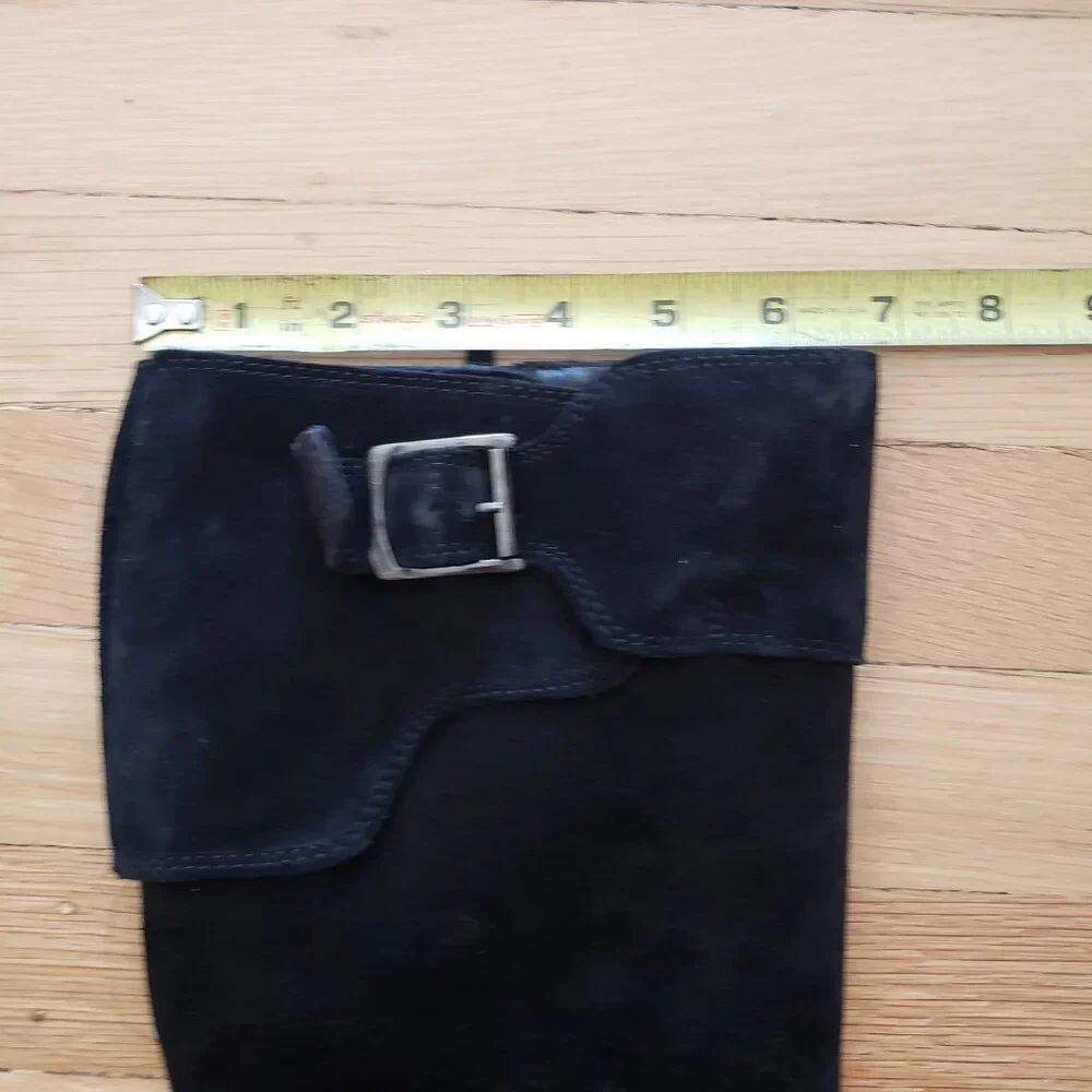 Barneys NY Women's Tall Black Suede Boots Buckle Size 7 - Picture 4 of 13